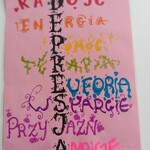 Plakat jak oswoić depresję wykonany przez uczniów starszych w ramach zajęć o depresji
