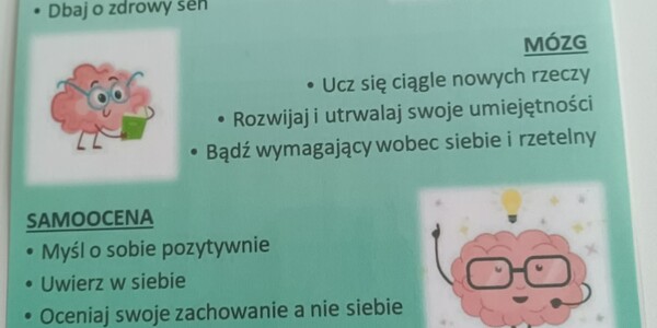 Propozycje uczniów Jak dbać o zdrowie psychiczne zebrane w czasie zajęć o depresji