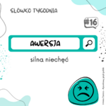 Grafika z wyrazem AWERSJA
