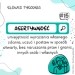 Grafika z wyrazem ASERTYWNOŚĆ