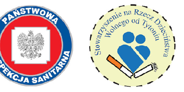 logo powiatowej stacji sanitarno epidemiologicznej i stowarzyszenia na rzecz dzieciństwa wolnego od tytoniu