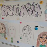 karykatury pani Asi- kredki akwarelowe