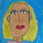 Portret mamy z żółtymi włosami