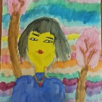 Portret dziecka na kolorowym tle