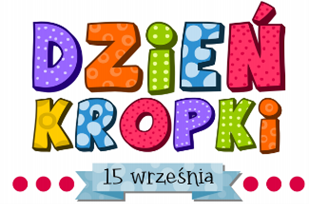 napis dzień kropki z kolorowych liter