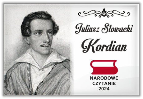 Juliusz Słowacki Kordian i logo Narodowe czytanie 2024