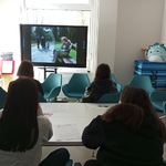 uczniowie oglądają film edukacyjny Miało być inaczej