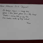 Wykaligrafowany fragment wiersza Adama Mickiewicza „Do M”.