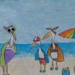 Ptaki w strojach plażowych