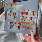 Praca z ilustracją z książki o zabawach na śniegu i zachowaniu bezpieczeństwa