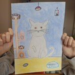 Portret kota na niebieskim tle