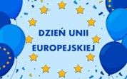 grafika z napisem dzień unii europwjskiej na tle flagi unii