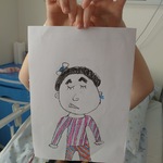 Portret mamy w komplecie w paski