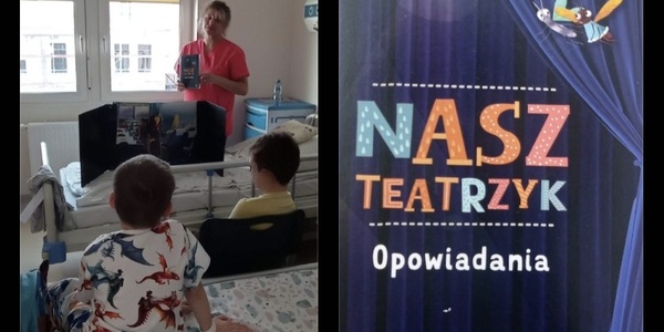 Nasz teatrzyk. Opowiadania. Nauczycielka i dzieci w trakcie teatrzyku