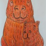 Portret kapibary z dzieckiem