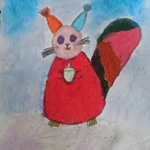 Portret wiewiórki z kolorowym ogonem