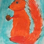 Portret wiewiórki z orzechem