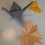 Żuraw i liście origami