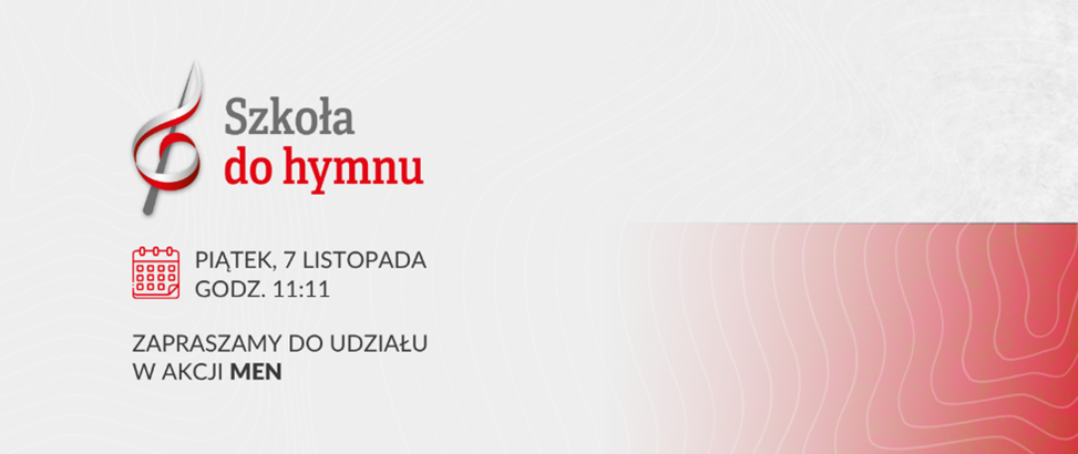 flaga Polski z napisem szkoła do hymnu