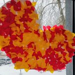 ŻÓŁTO -CZERWONE SERDUSZKO Z KOKARDEK