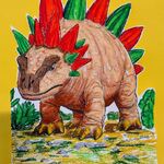 Portrt dinoaura z zielono - czerwonymi rogami.jpg