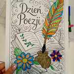 Dzień poezji - praca uczennicy z napisem