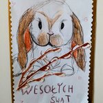 Kartka wielkanocna z brązowym królikiem