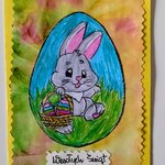 Kartka wielkanocna z jajkiem i zajączkiem