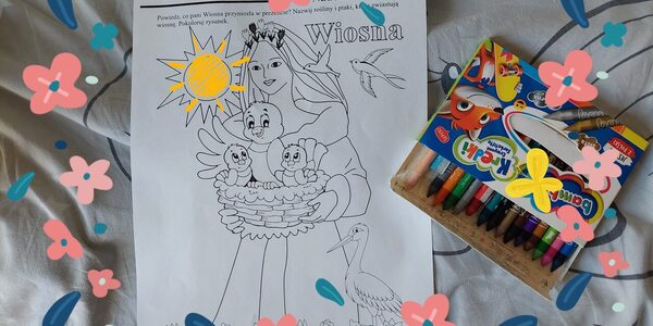 Ilustracja Pani Wiosny do kolorowania