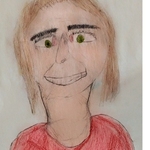 Portret mamy w czerwonej bluzce