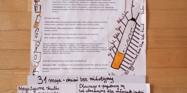Uczniowie wykonali plakaty z okazji 31 maja - Światowego Dnia bez Tytoniu