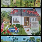 Ilustracje w książce o lecie w sadzie ogródku parku