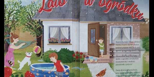Ilustracje w książce o lecie w sadzie ogródku parku