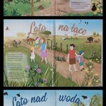 Ilustarcje w książce o lecie w lesie na łące nad wodą