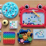 Zestaw edukacyjnych gier_ układanek_ klocków_ zabawek manipulacyjno - sensorycznych
