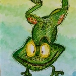 Portret skaczącej żabki