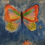 Motyl  na  niebieskim tle