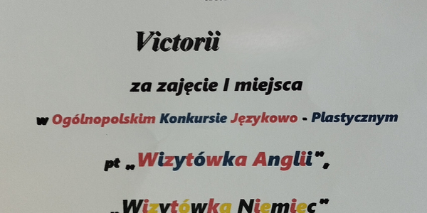 Dyplom I miejsce