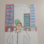 portret naszego darczyńcy wykonany przez dzieci z kliniki