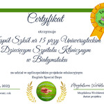 certyfikat udziału w projekcie dla szkoły
