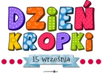 grafika z napisem kropka na tle pomarańczowej kropki