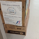 zebrane dary dla schroniska w pudełku