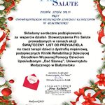 podziękowania od stowarzyszenia prosalute dla szkoły
